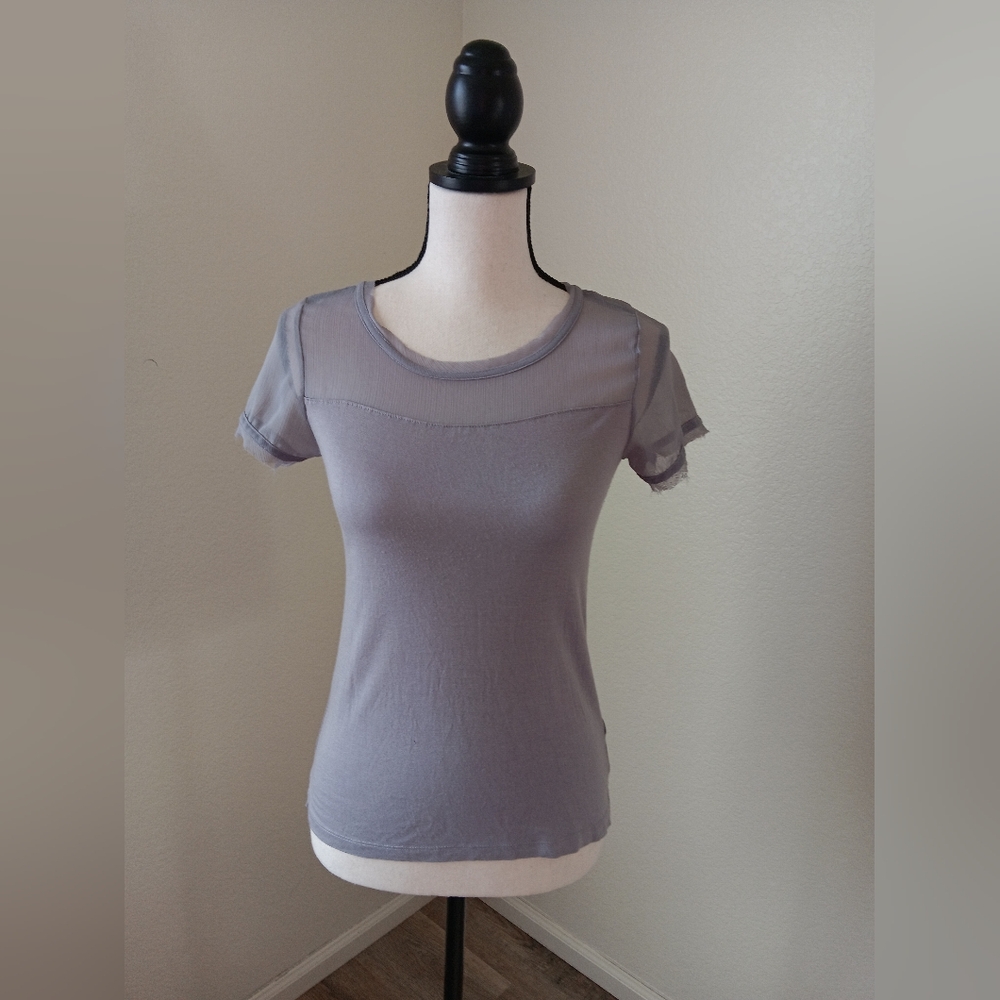 H&M Elegant Gray Sheer Sleeve Top